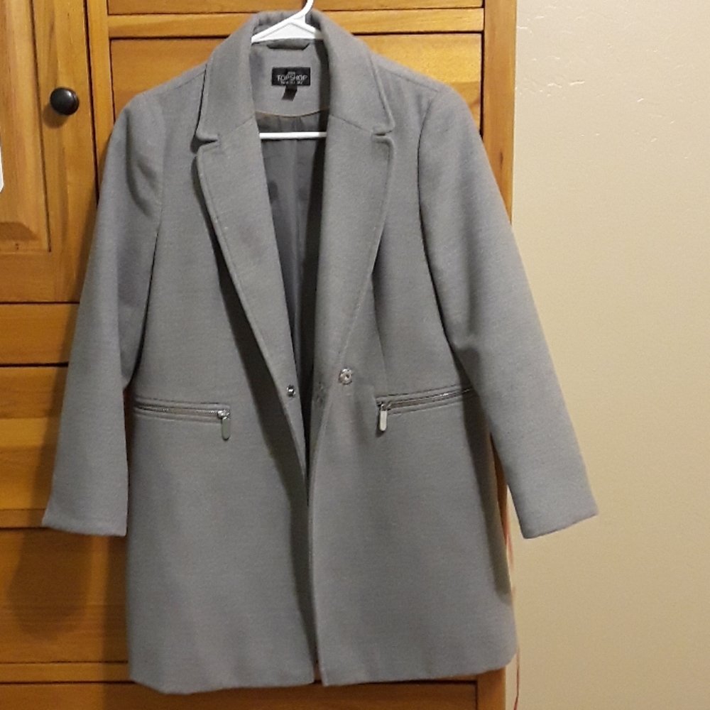 TopShop double breasted coat with zip pockets sz 4